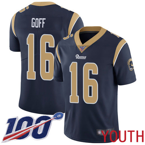 Los Angeles Rams Limited Navy Blue Youth Jared Goff Home Jersey NFL Football 16 100th Season Vapor Untouchable
